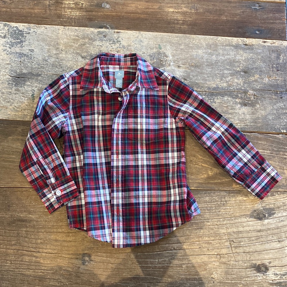 Christmas plaid button down 4T